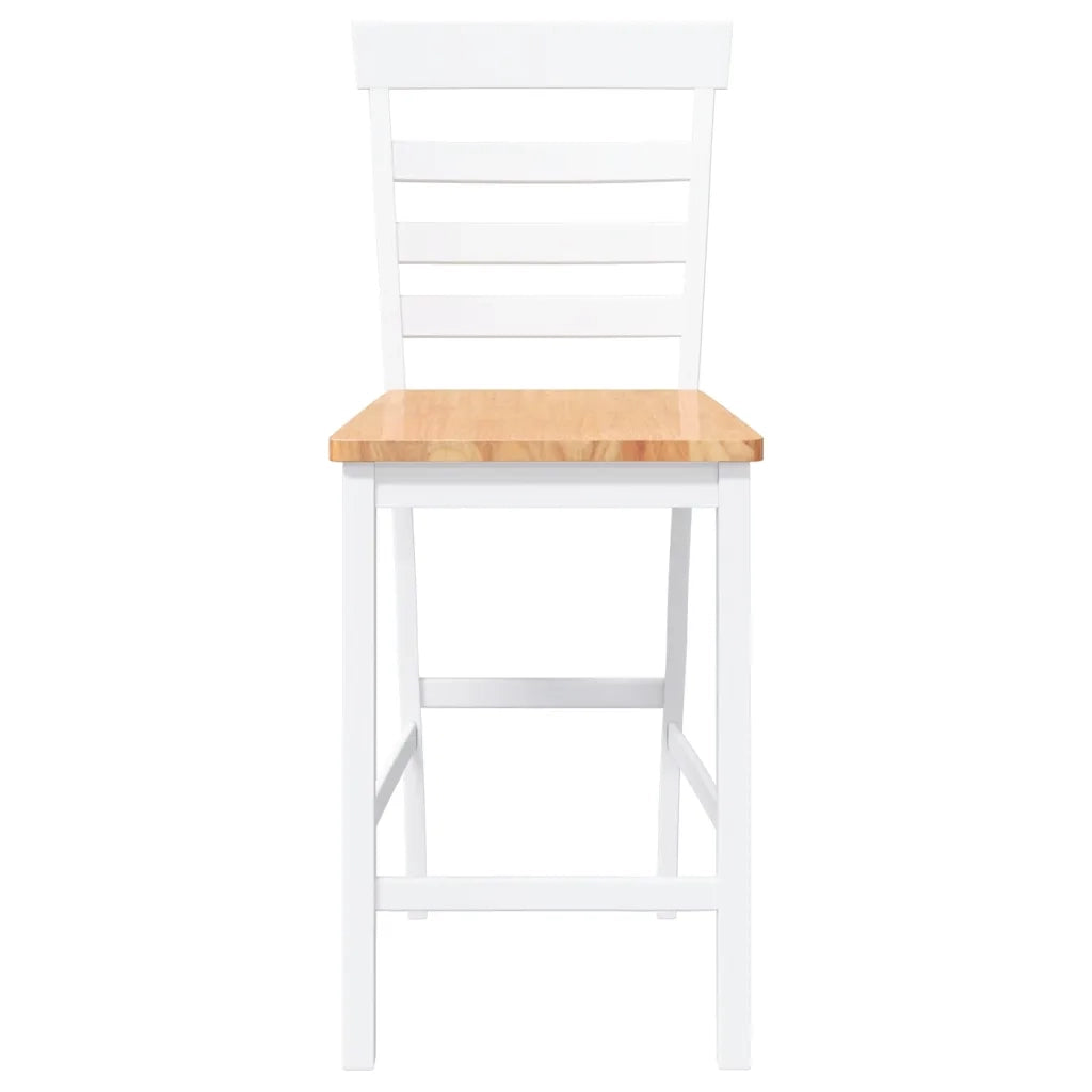 Sgabelli da Bar 2 pz Bianchi in Legno Massello di Hevea 4102542