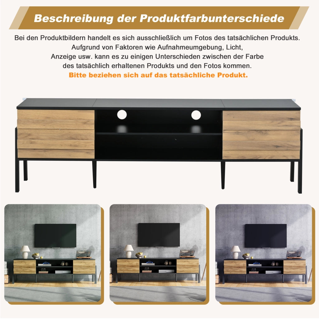 Cassettiera TV nera in truciolare lunghezza 175 cm