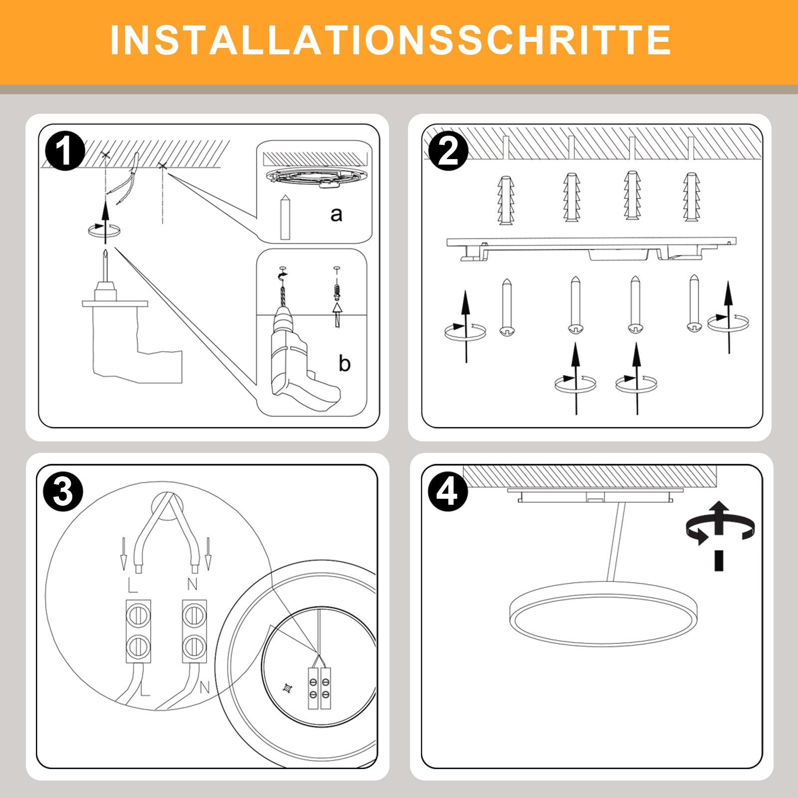 ZMH Lampada da soffitto plafoniera LED moderna rotonda nera 22cm per soggiorno corridoio