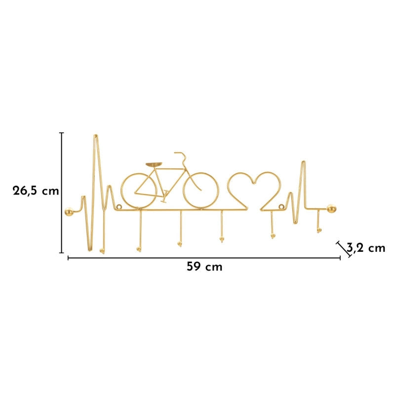 Apporta Abiti Da Muro Bicicletta Oro cm 59x3,2x26,5