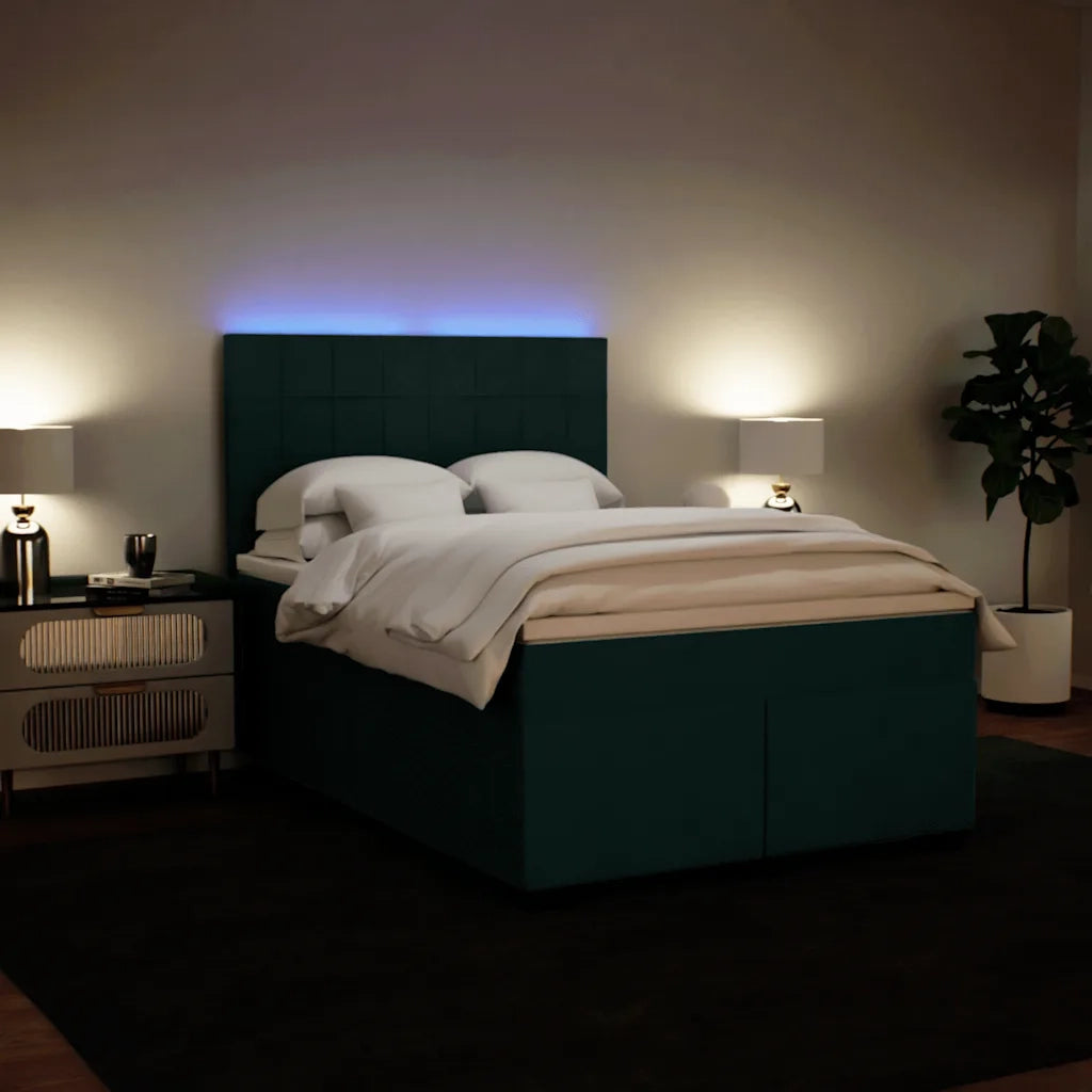 Giroletto a Molle con Materasso Verde Scuro 140x190 cm Velluto