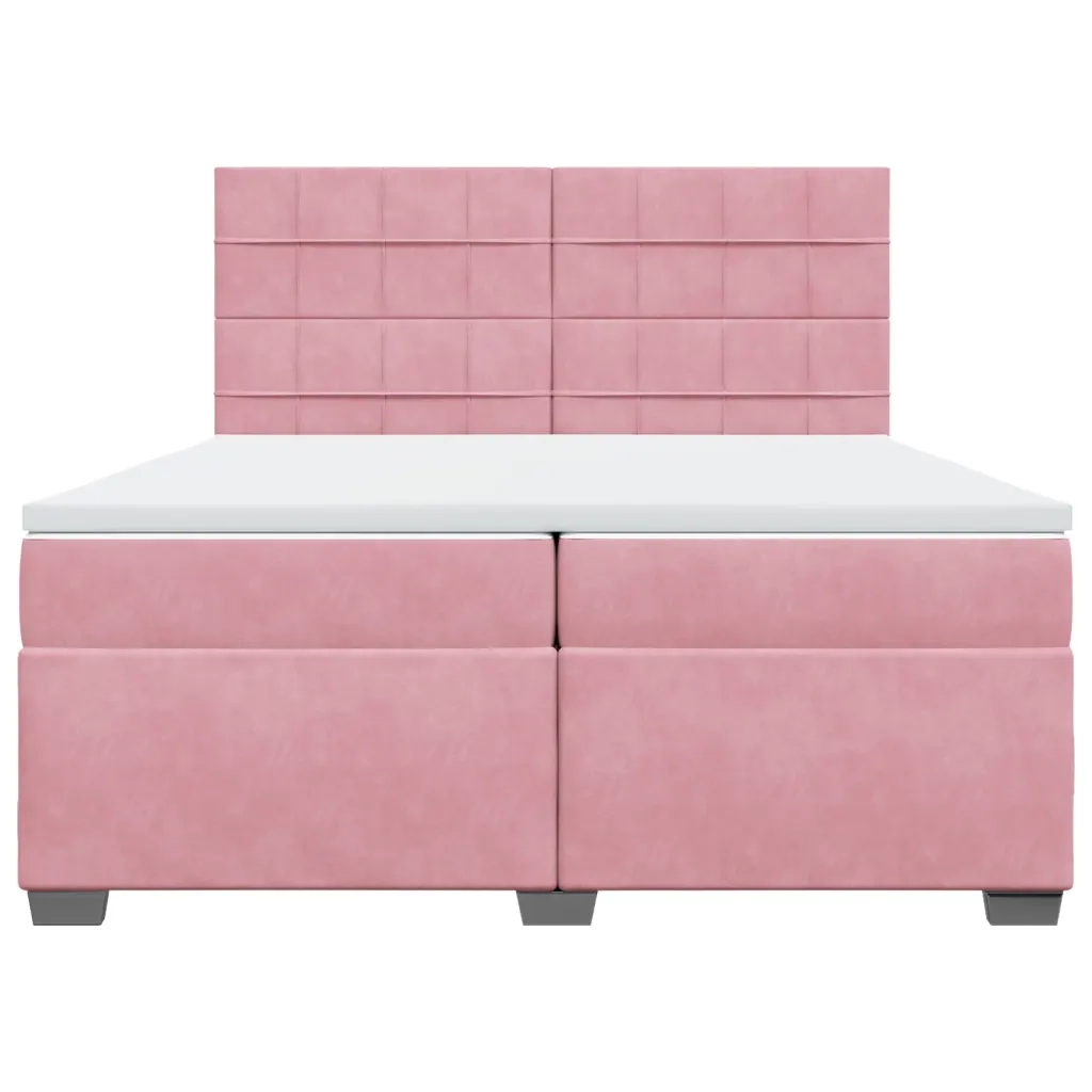 Giroletto a Molle con Materasso Rosa 200x200 cm in Velluto