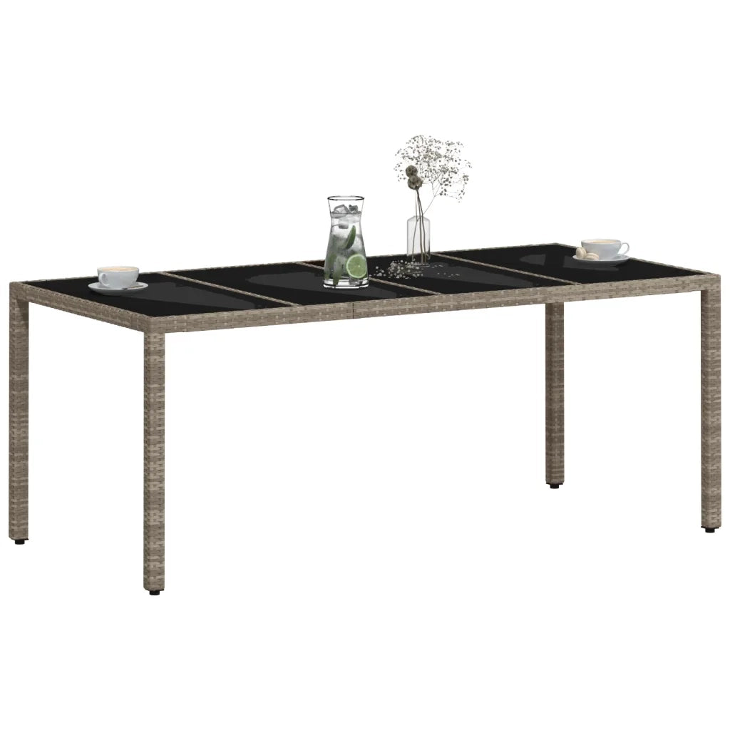 Tavolo Giardino Piano Vetro Grigio Chiaro 190x90x75 Polyrattan 368128