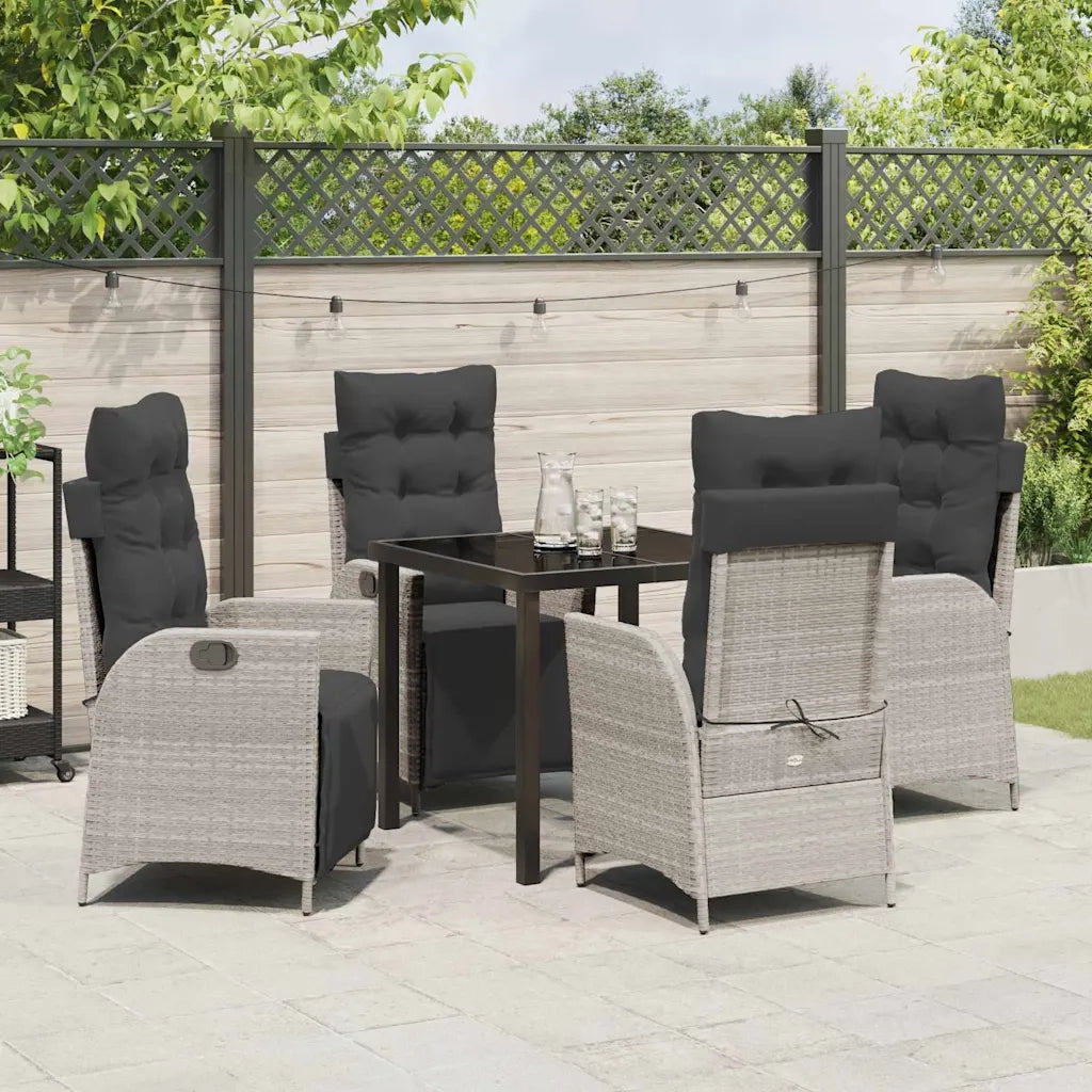 Set da Pranzo per Giardino 5 pcs Grigio chiaro polyrattan 3380569