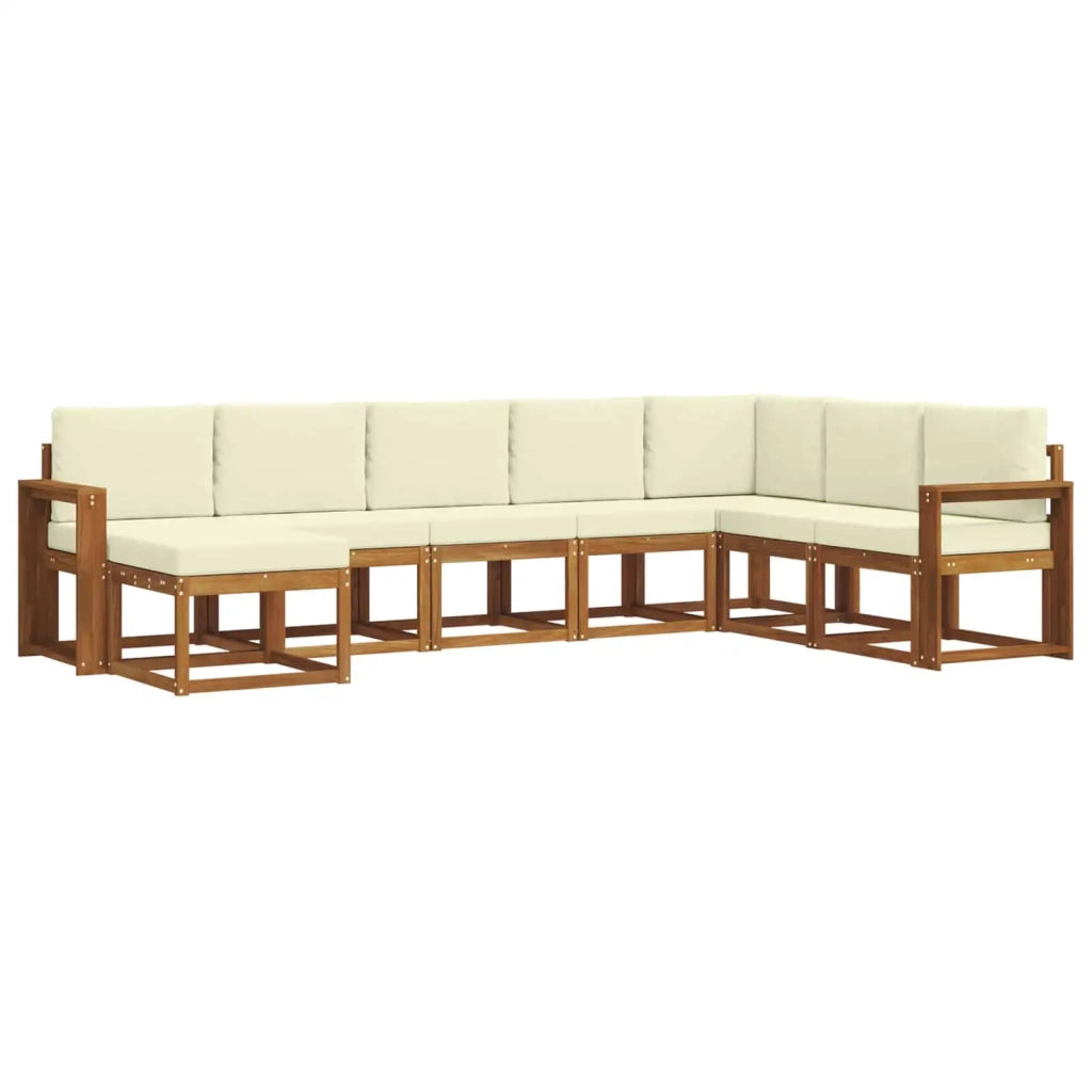 Set di divani da esterno con cuscino 8 pcs Naturale e Crema