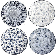 Piatti rotondi - ceramica ecologica - set da 4 - blu/bianco - 20 cm