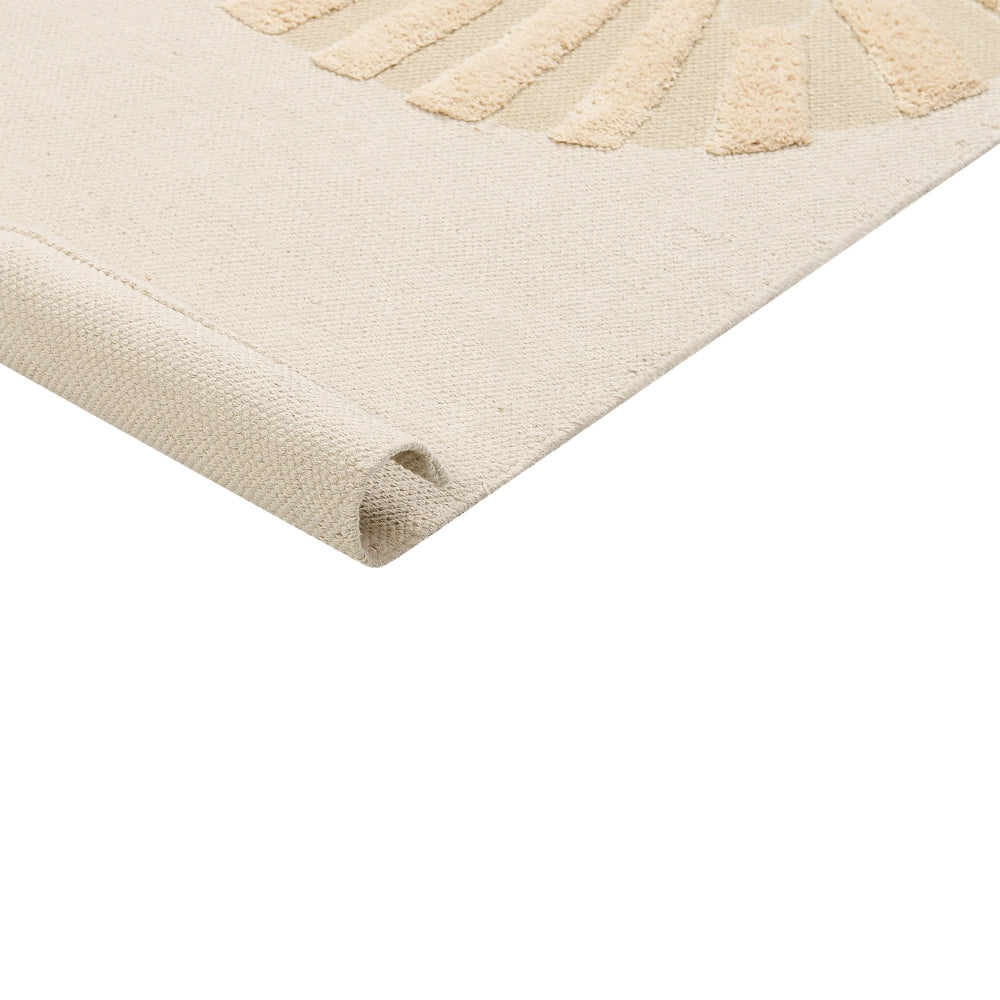 Tappeto per bambini in cotone con motivo leone 80 x 150 cm tessuto a mano Beige cameretta camera dei bambini