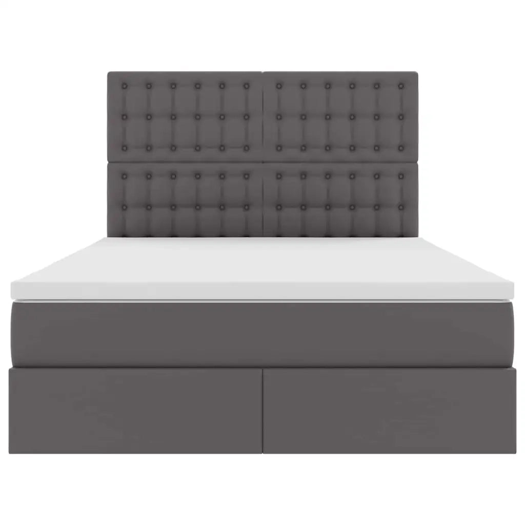 Letto con contenitore e LED Grigio 140 x 200 cm Pelle Sintetica
