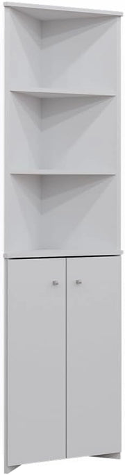 Armadio per il bagno Fynn, Bianco, 51.5 x 175 cm Armadio angolare a 2 ante, da parete per la conservazione di accessori da bagno