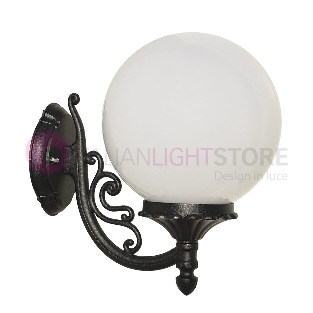 ORIONE ANTRACITE Lampada a Parete da Esterno con sfera globo policarbonato d.25 GARDENLIGHT