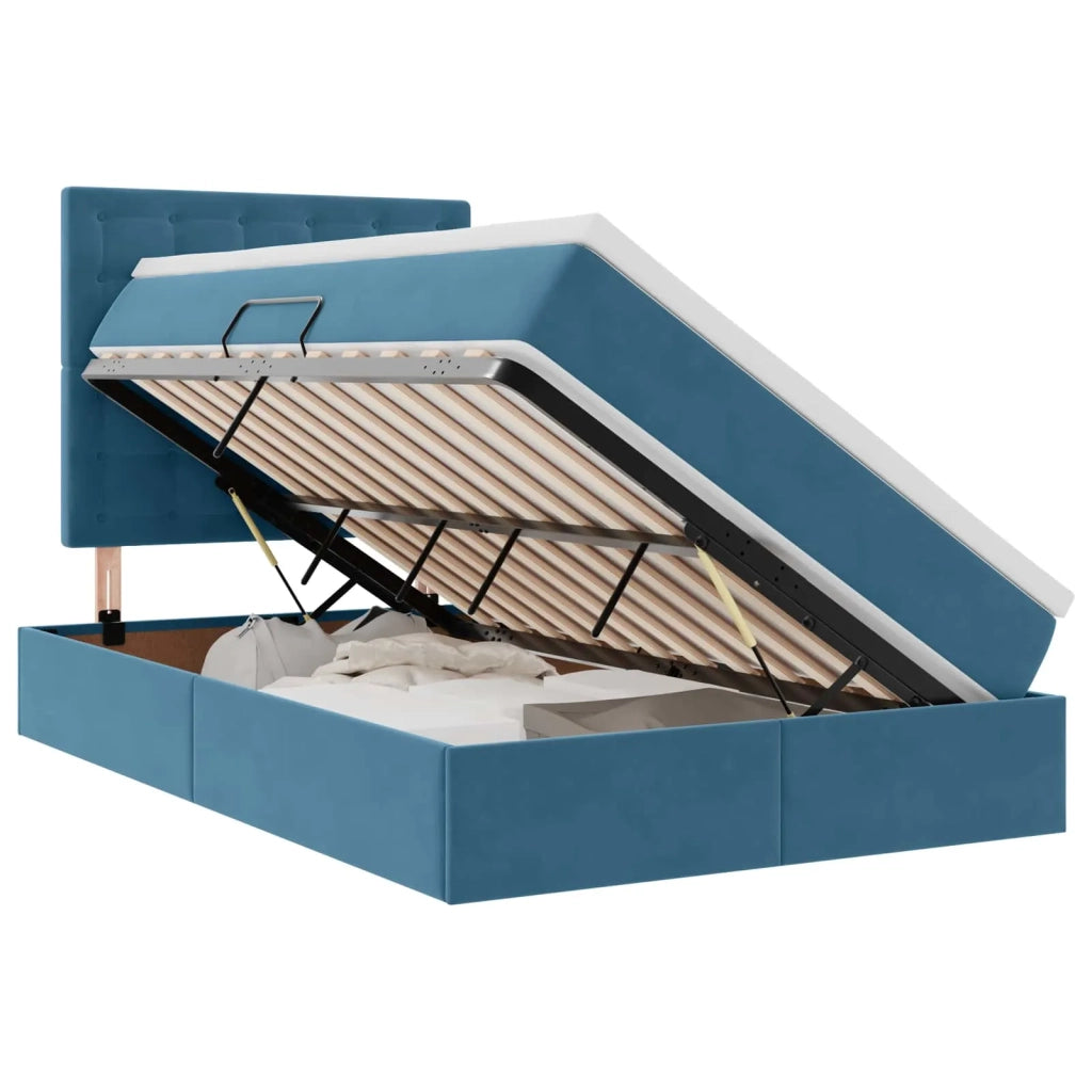 Letto con contenitore e materasso Blu Scuro 120 x 200 cm 3372145
