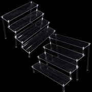 Display stand 4 ripiani in acrilico trasparente - 2 pezzi - 30 x 8 cm - per cosmetici/orologi - realizzato in acrilico di alta qualità