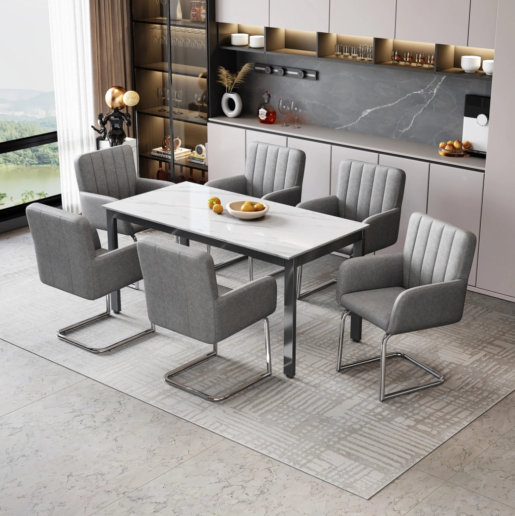 Set di 2 sedie da pranzo Z in similpelle grigia