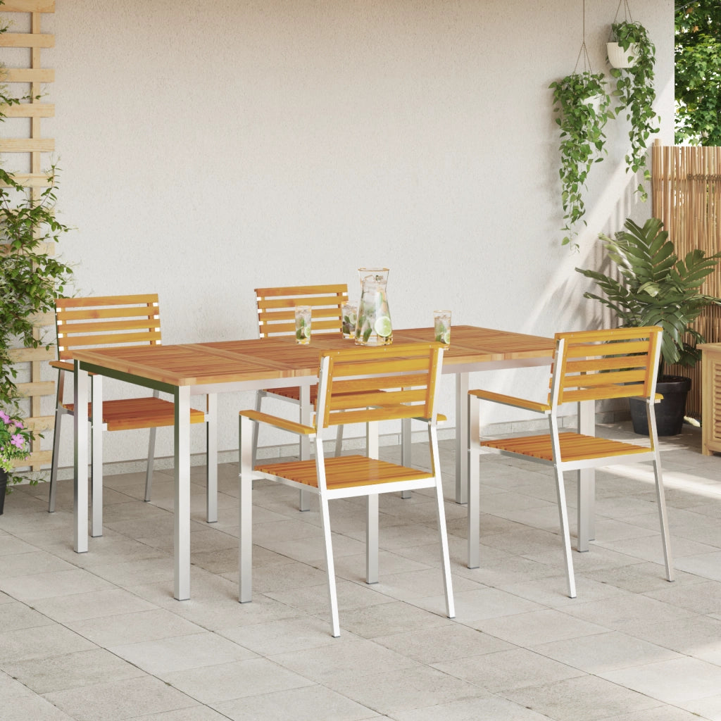 Set da Pranzo da Giardino 5 Pezzi in Legno Massello di Acacia di