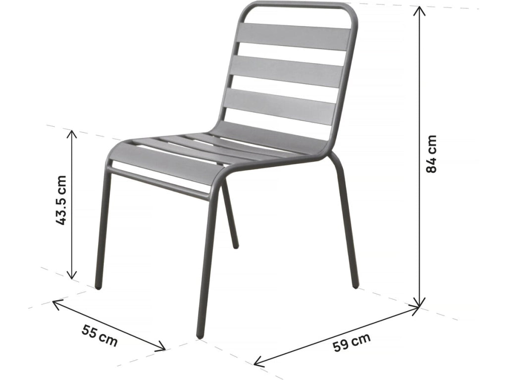 Set di 4 sedie da giardino impilabili in metallo "Bilbao" - Tortora