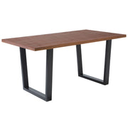 Tavolo da pranzo con piano in noce scuro e gambe a slitta in metallo nero 160 x 90 cm Industriale moderno
