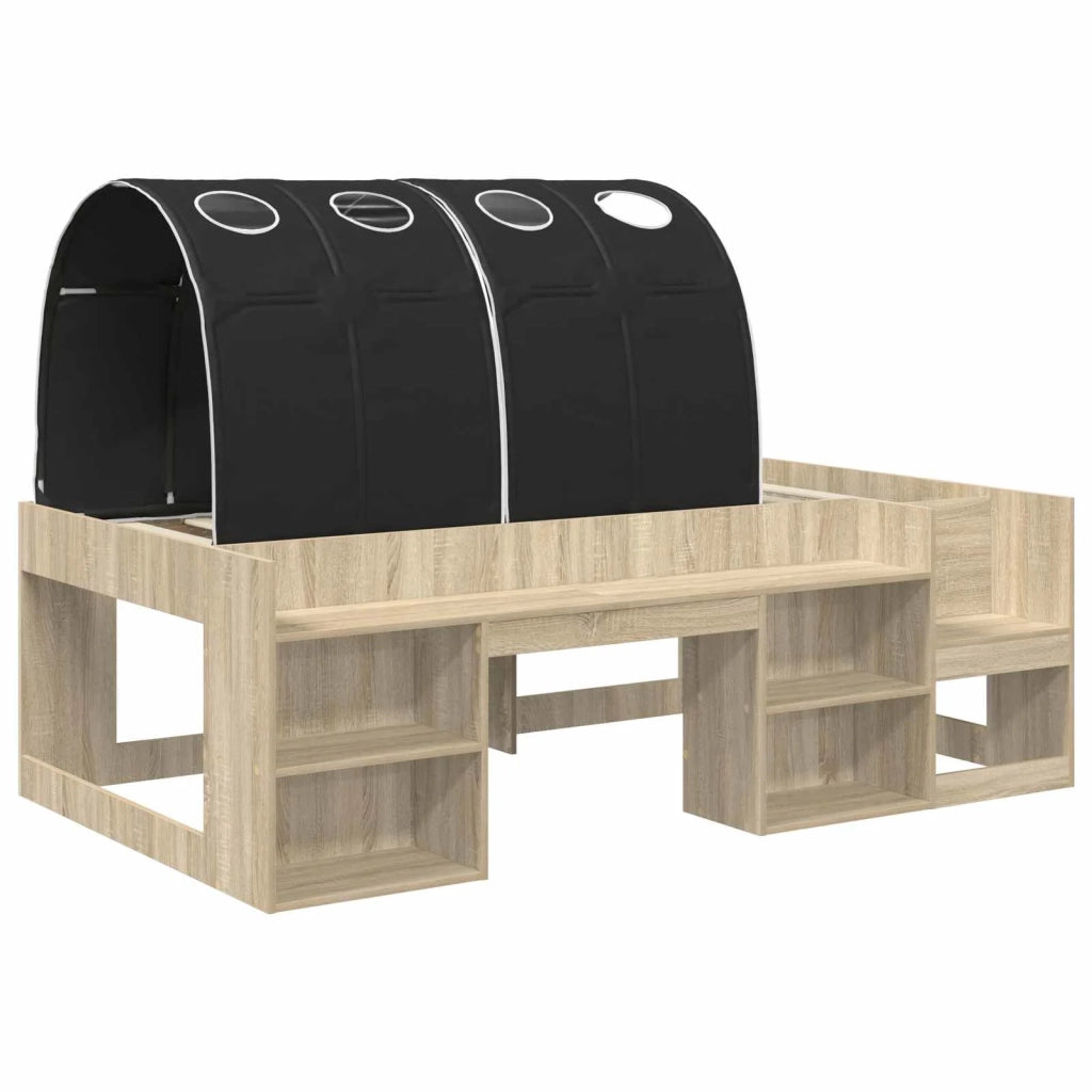 Letto con Tunnel 3 pz Rovere Sonoma e Nero Legno multistrato 3423640