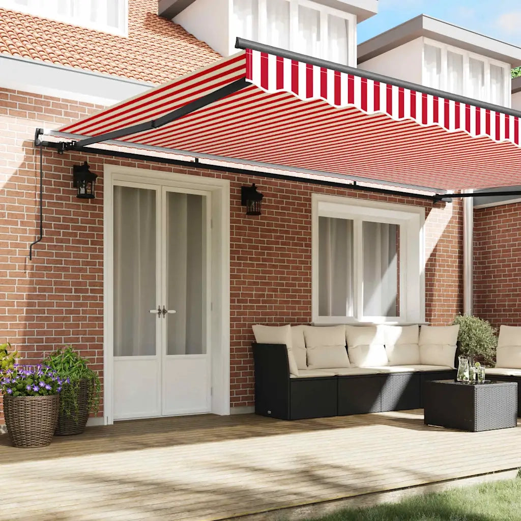 vidaXL Tettuccio Retrattile Rosso e Bianco Rosso e bianco 500 × 350 cm