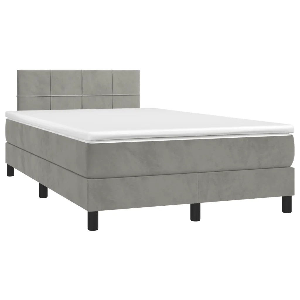 Giroletto a Molle con Materasso Grigio Chiaro 120x190cm Velluto