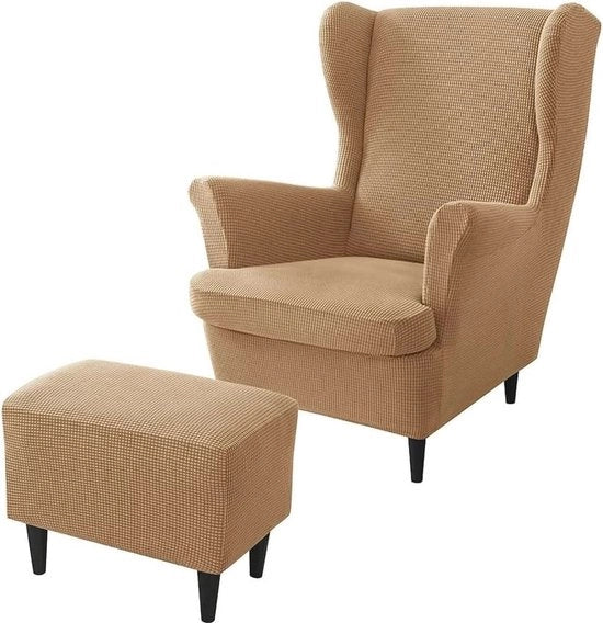 Set di Coperture per Sedia da Giardino con Pedana - 2 Set in Colore Caffè Chiaro
