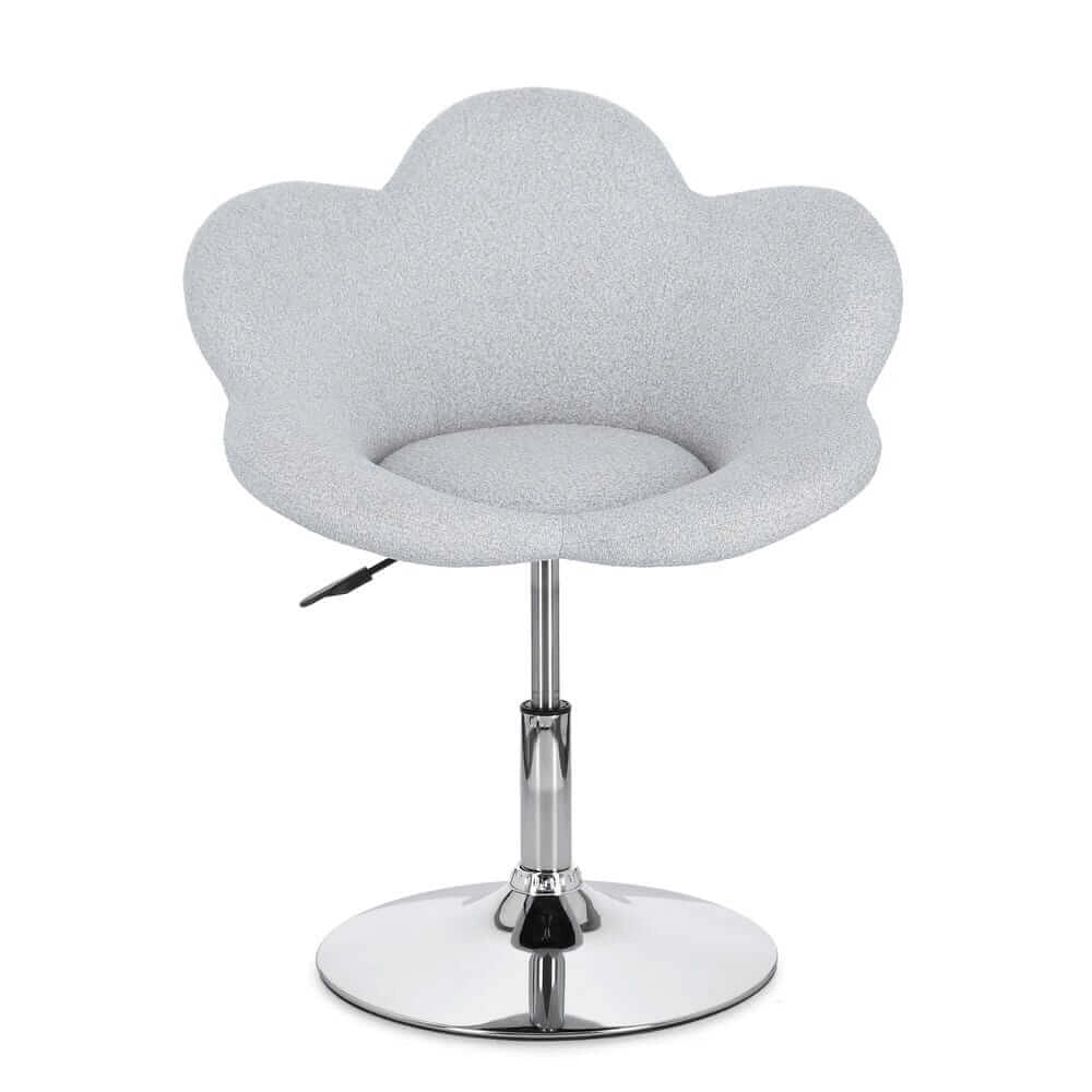 Set di 2 Poltroncine Girevoli Regolabili in Tessuto Bouclé con Base Cromata - BLOOM