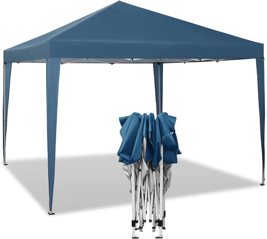 Gazebo da Giardino Richiudibile 3x3m Gazebo da Esterno Ferro Regolabile in Altezza Tendone Pieghevole con Telo Idrorepellente, Protezione Solare, Facile Montare Blu
