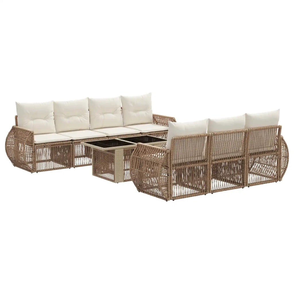 Set Divano da Giardino 8 pz Beige e Bianco Crema polyrattan 3436908