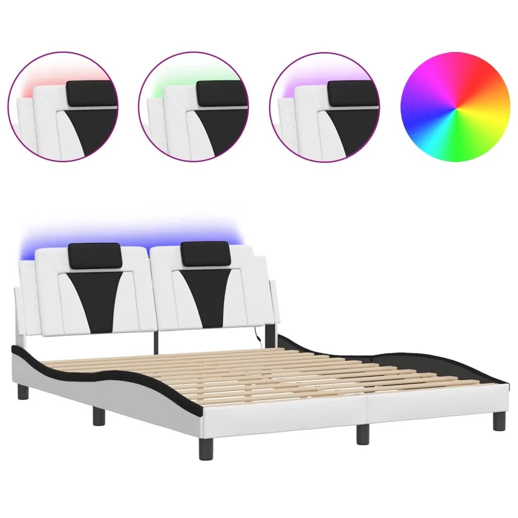 Giroletto Viana con LED senza Materasso Bianco e Nero 160x200 cm 3214035