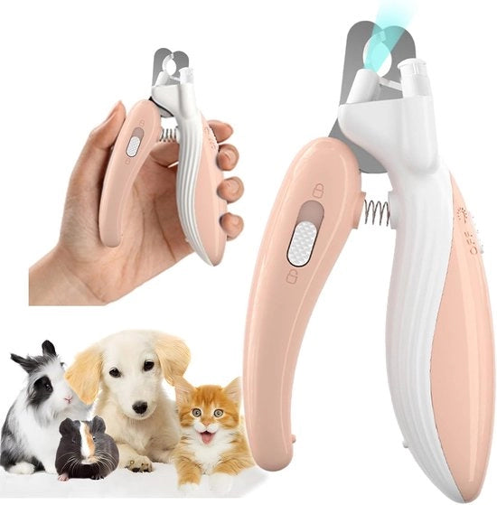 Nagelknipper illuminato per gatti e cani che illumina le unghie o la coda del vostro animale domestico. Nagelknipper sicuro, adatto per cani, gatti e conigli. Nagelknipper affilato che non danneggia le unghie (rosa).