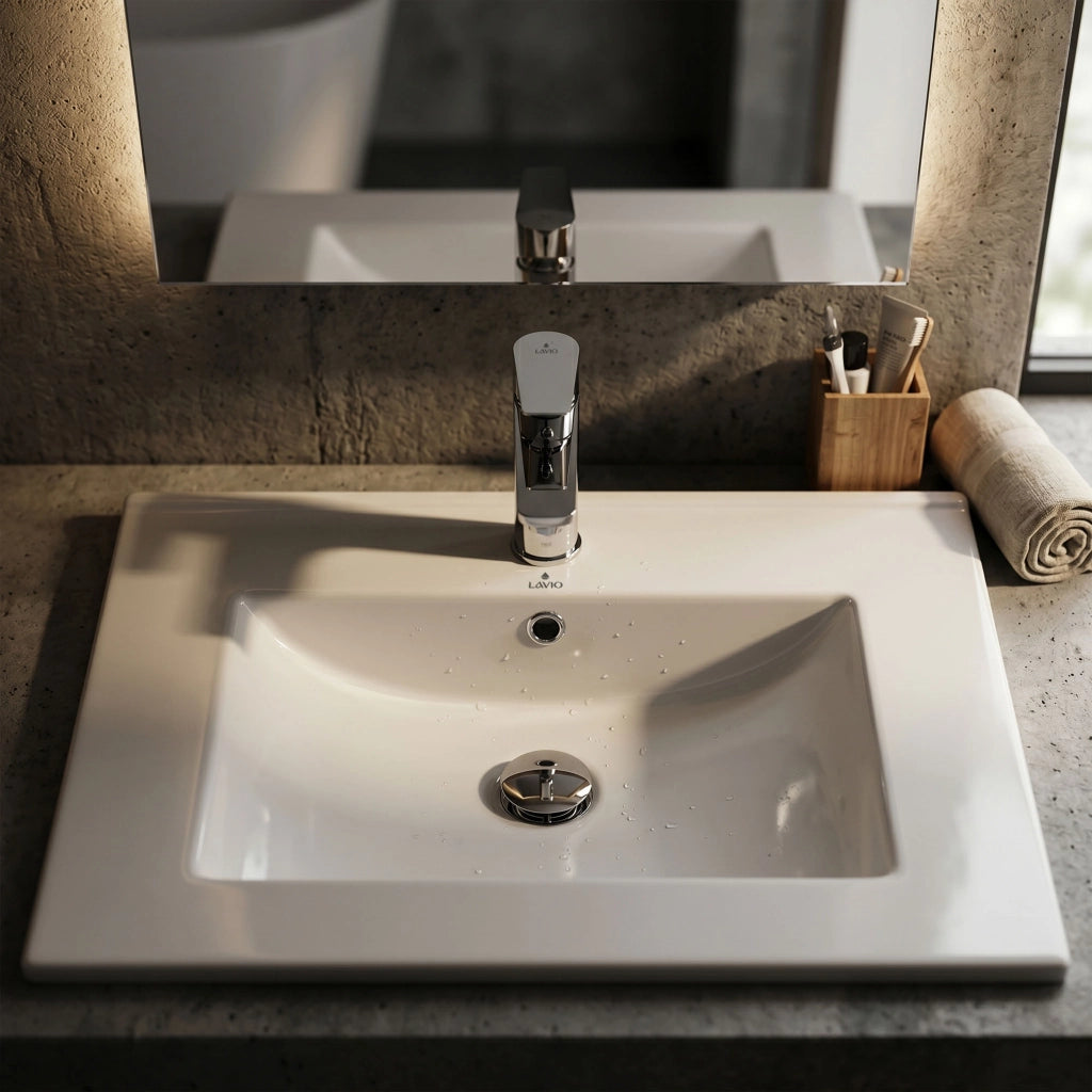 Lavabo incasso rettangolare NORDIS ceramica 61 cm Bianco