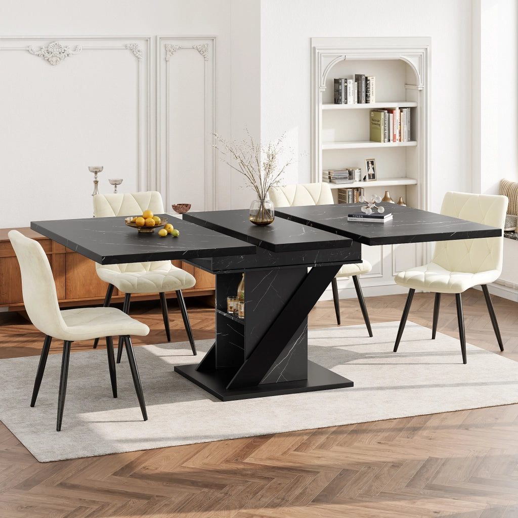 Tavolo da pranzo allungabile con 1 allunga; in MDF e metallo; per cucina e soggiorno; 110 × 80 × 75 cm