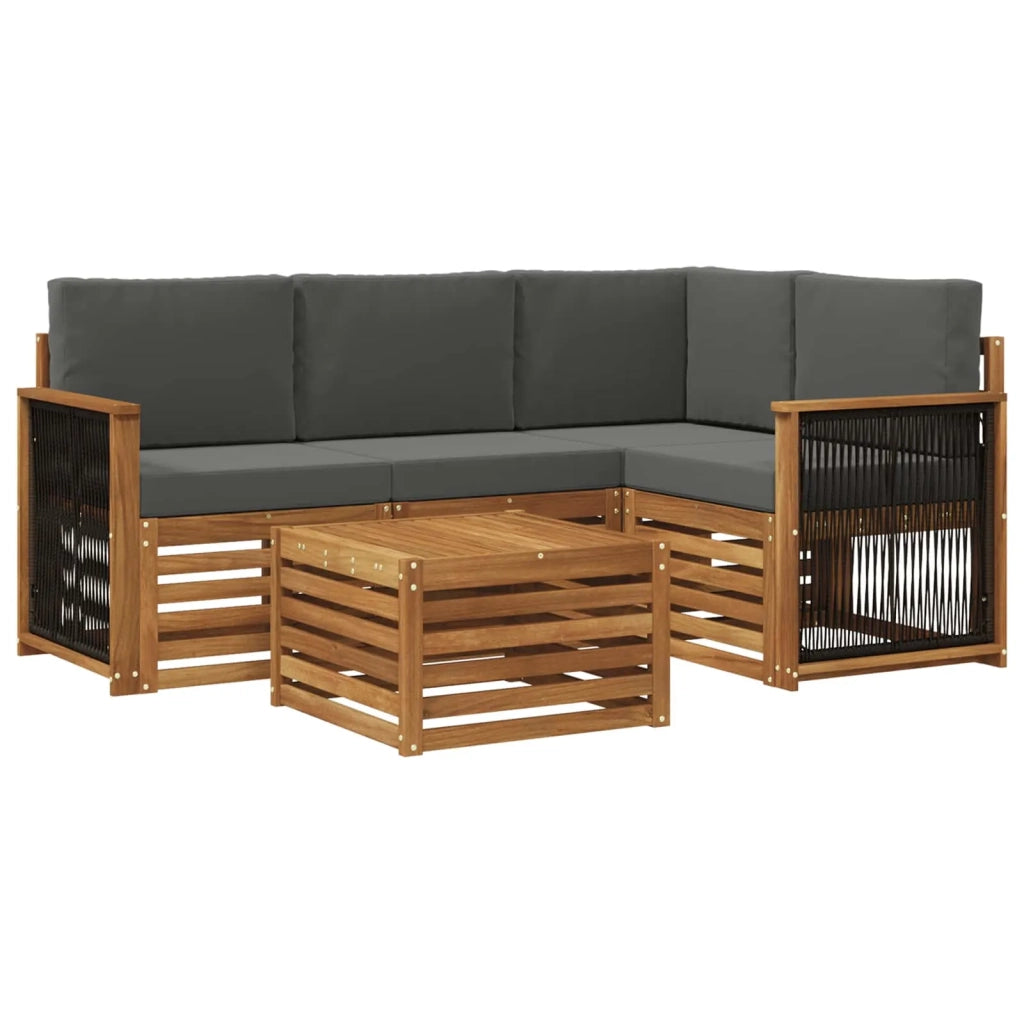 Set di divani da esterno 5 pz Naturale e Antracite Poliestere 3384323