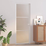 Porta Interna 76x201,5 cm Bianco Opaco Vetro e Alluminio 350576
