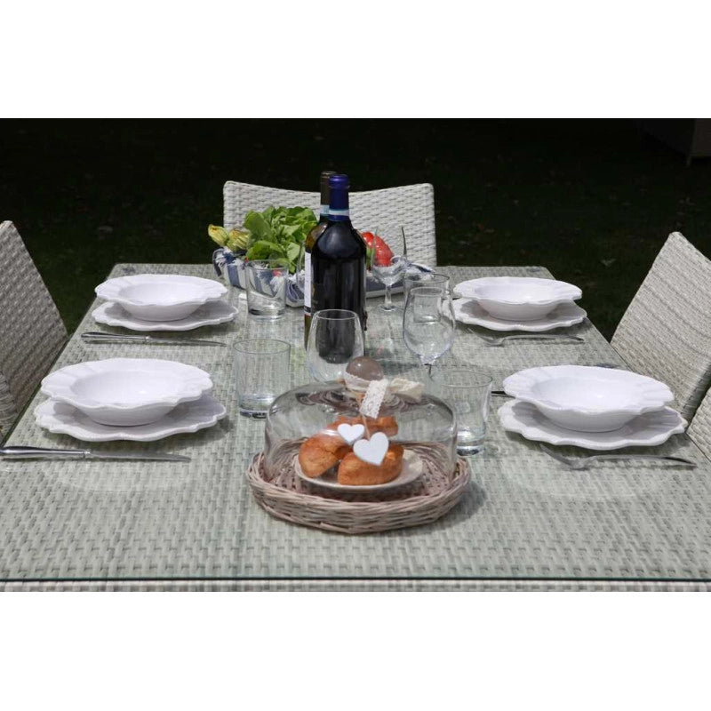 Tavolo polyrattan adila bianco ghiacciorettangolare cm 160x90h73