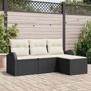 Set Divano da Giardino Nero polyrattan