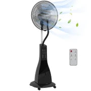 Ventilatore A Piedistallo Nebulizzatore 90 W Telecomando Timer 3 Modalità 3 Velocità Oscillante, Inclinabile - Nero