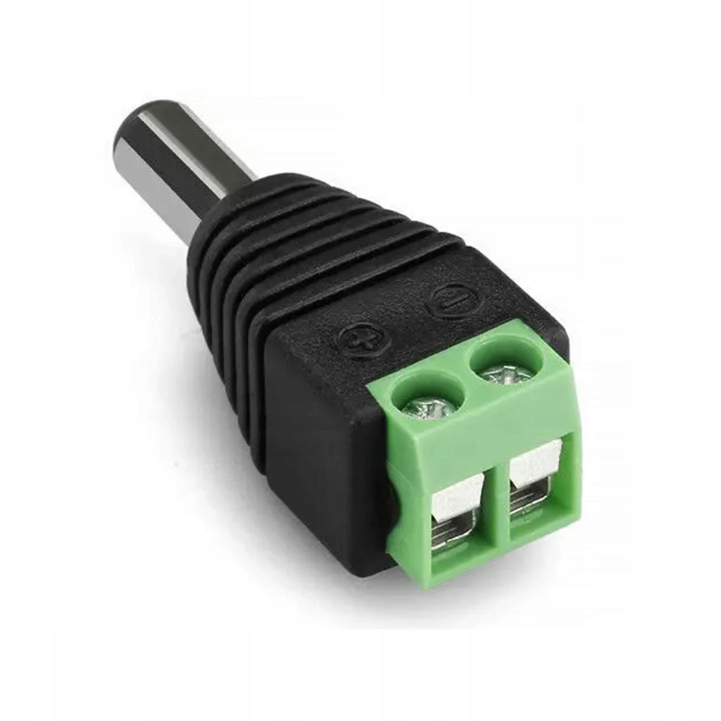Connettore Maschio CCTV 5,5mm/2,1mm – Alta Qualità, Connessione a Vite | 30V DC, 2A
