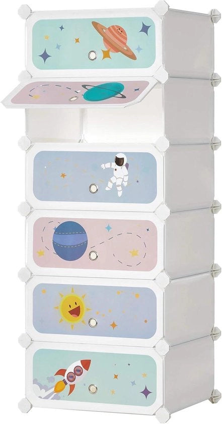 Magazzino per scarpe dei bambini con 6 cassettoni e porte 43 x 31 x 105 cm bianco
