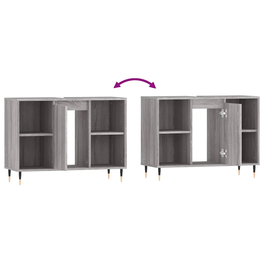 Mobile da Bagno Grigio Sonoma 80x33x60 cm in Legno Multistrato 831626