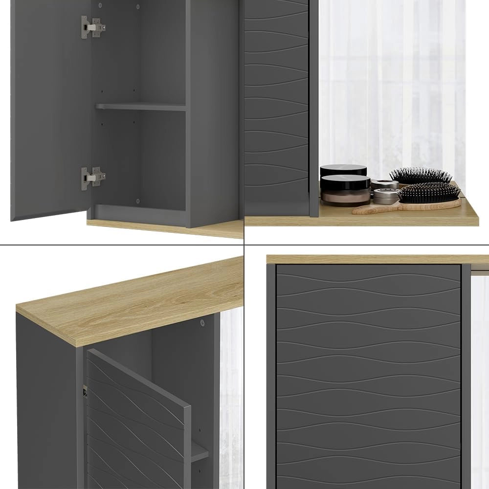 Specchio da bagno Livia, Antracite, 60 x 63 cm