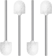 Set di spazzole per il water di 4 pezzi con maniglia in acciaio inossidabile 7,5 cm | Spazzola per il water con cappuccio in plastica rimovibile (bianco)