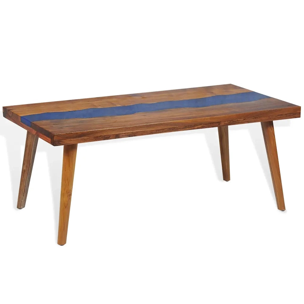 Tavolino da CaffÃ¨ in Legno di Teak e Resina 100x50x40 cm cod mxl 59532