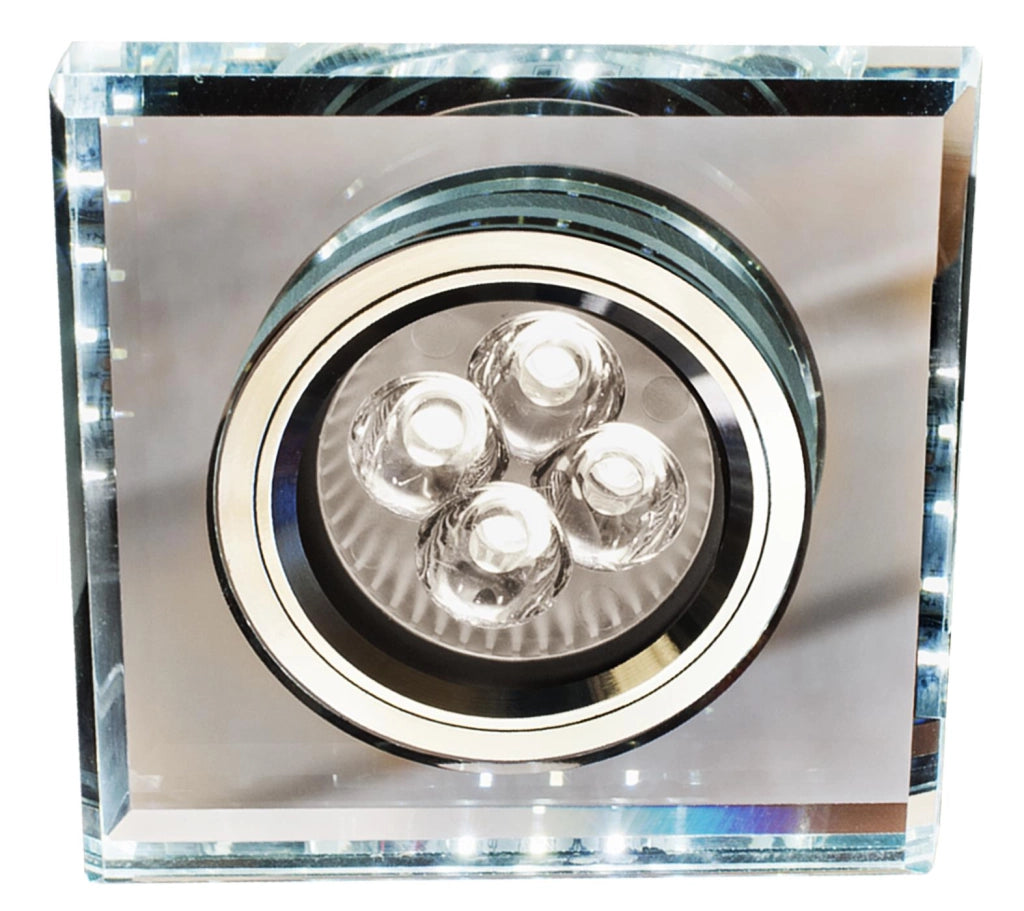 Faretto incasso quadrato vetro cromo GU10+LED Candellux SS-22