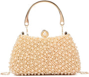 Borsa a Tracolla con Perle per Donna Borsa di Pelle Elegante Borsa da Sposa Borsa da Festa Borsa da Promessa con Spalla
