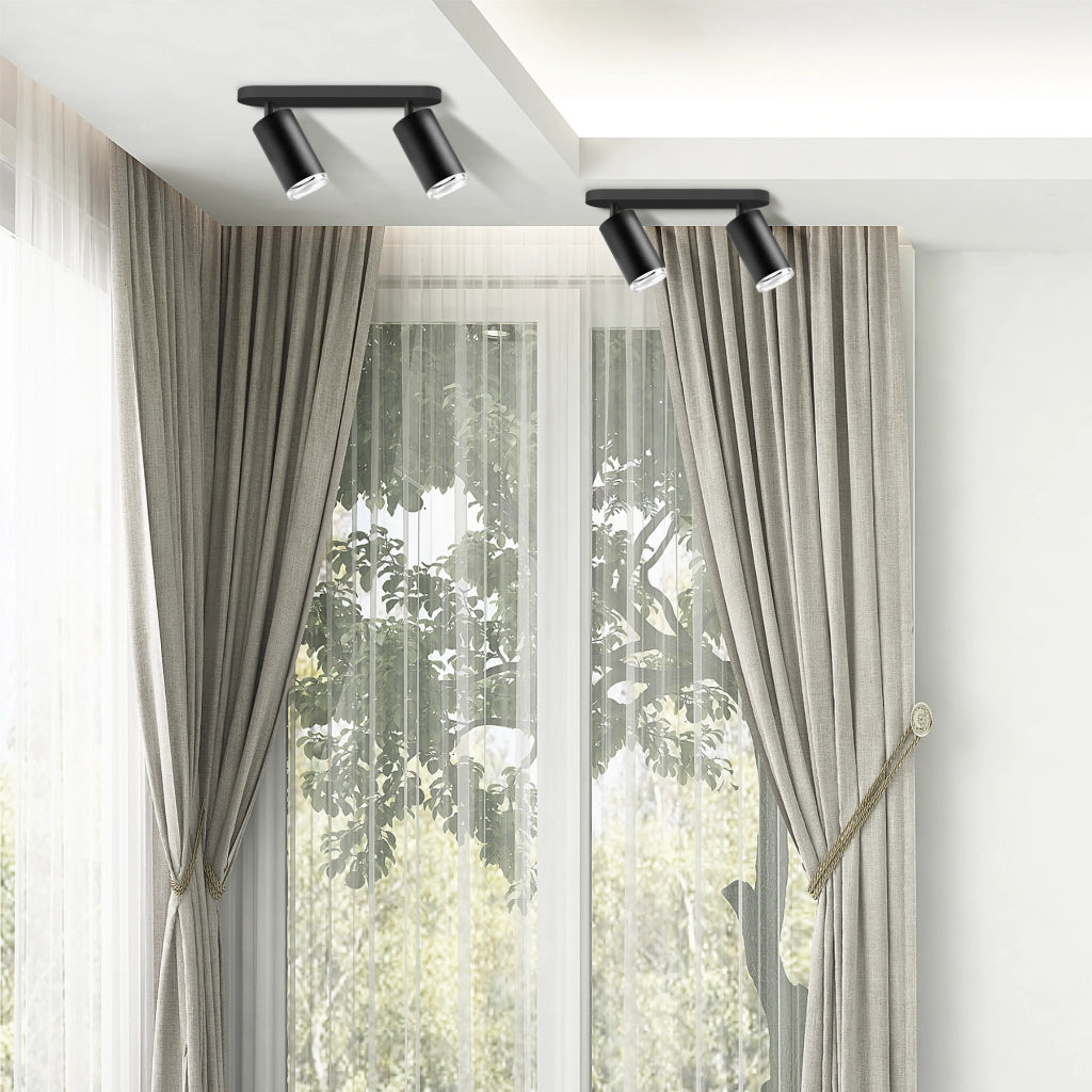 Plafoniera/Applique TURYN 2 luci nera GU10 IP44 Polux