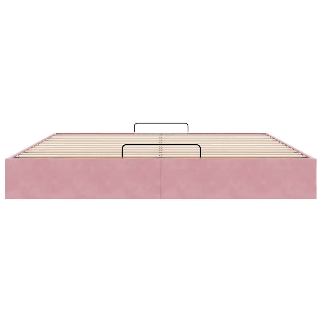 Struttura Letto Pouf senza Materasso Rosa 160x200 cm in Velluto