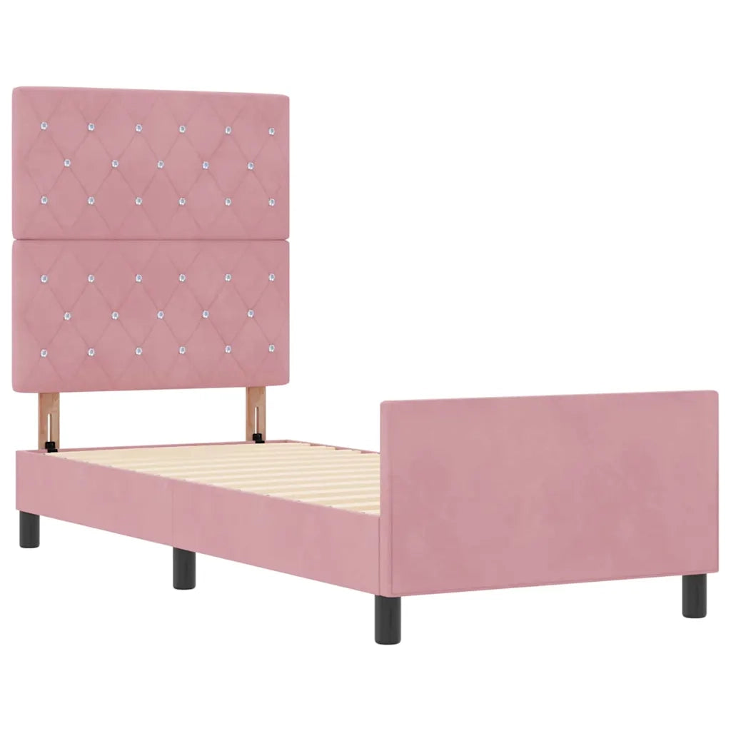 Letto a molle con testiera Rosa 80 x 200 cm Velluto 3344842