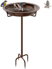 Piscina per Uccelli in Acciaio - Decorazione Esterna - Resistente alle Intemperie - Piscina per Uccelli in Metallo - Base a 4 Steli - Nutrimento per Uccelli