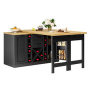 Credenza da cucina con 2 cassetti e portabottiglie; per cucina; in MDF e metallo; 120×40×73.8 cm; nero