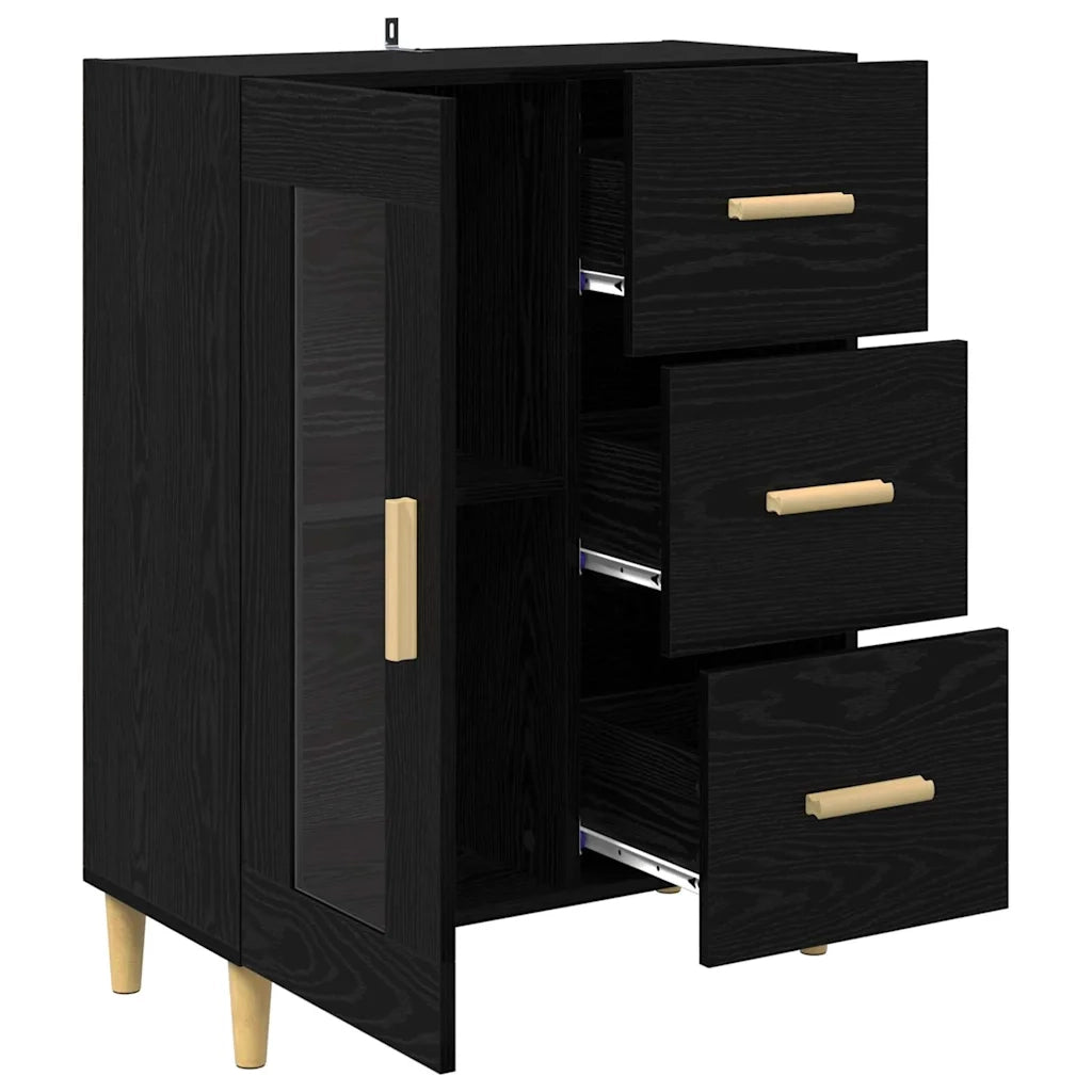 Credenza-Buffet-Armadio da cucina Rovere Nero 69,5 x 34 x 90 cm Legno multistrato 211120